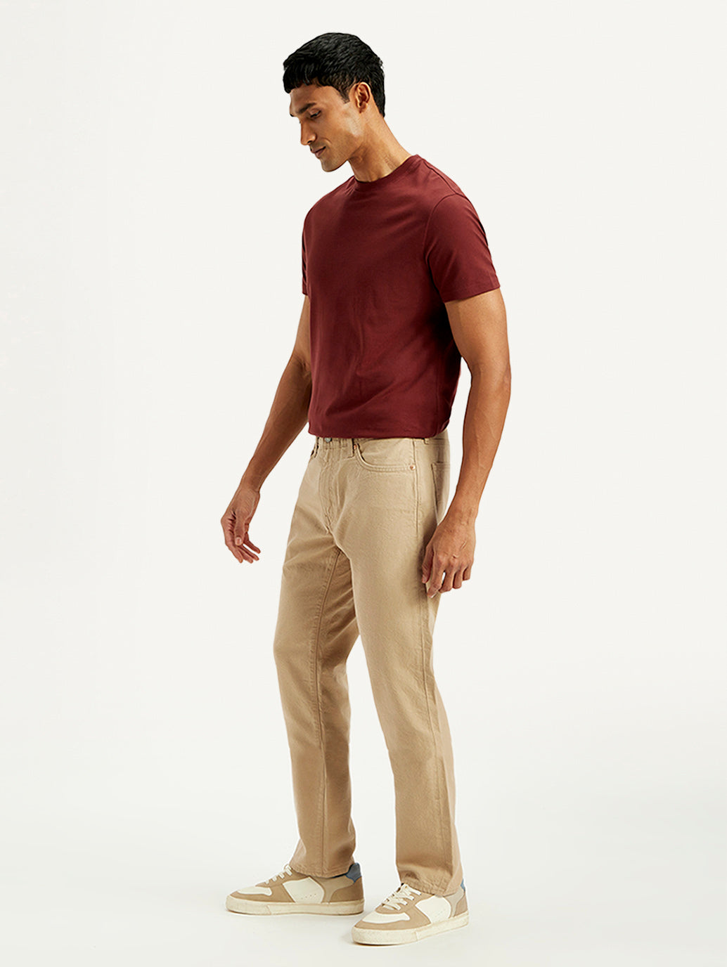 Men's Redloop 541 Beige Athletic Tapered Fit Mid Rise Selvedge Jeans - Side View