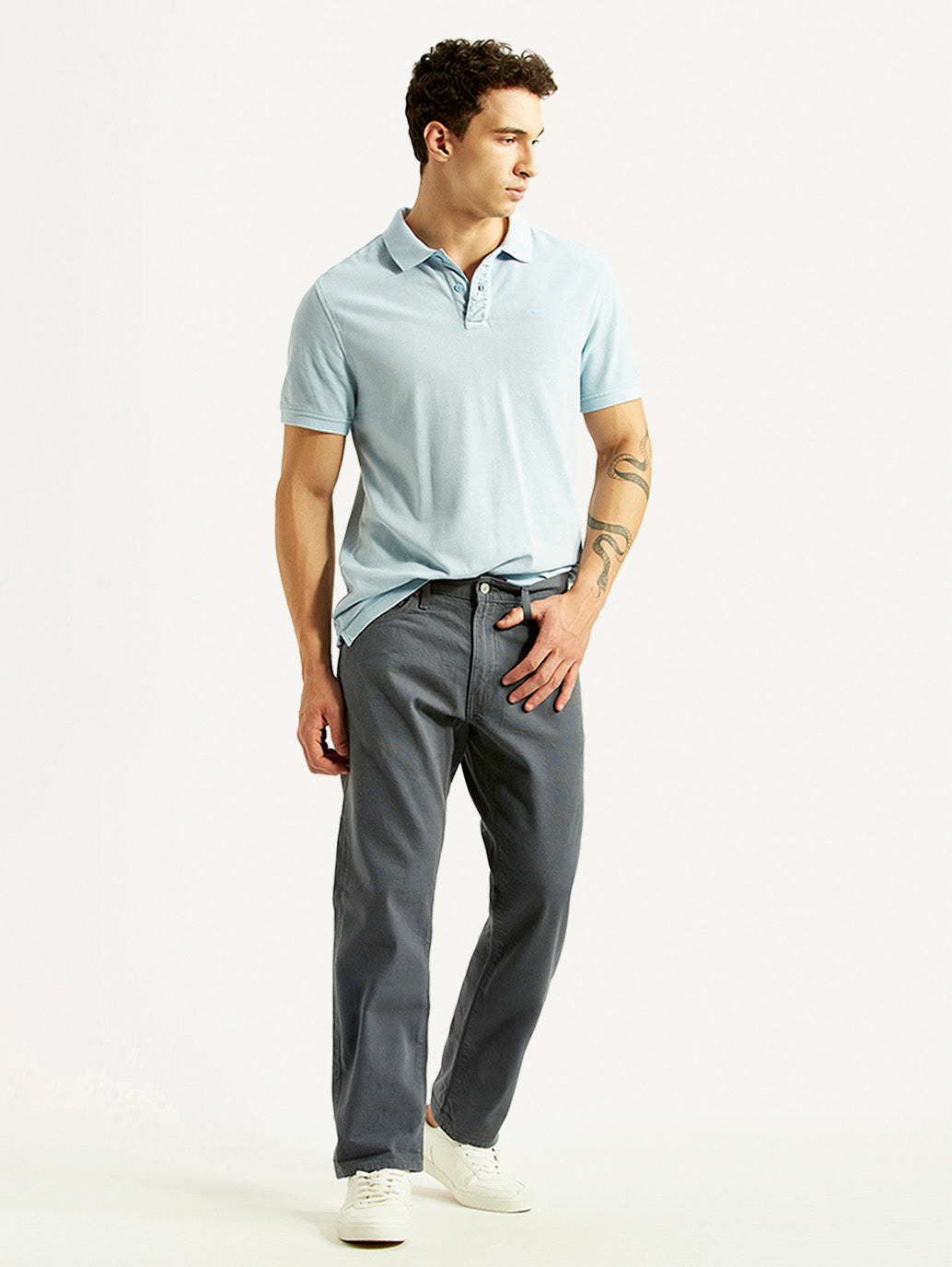 Men's 541 Grey Athletic Tapered Fit Selvedge Mid Rise Trousers