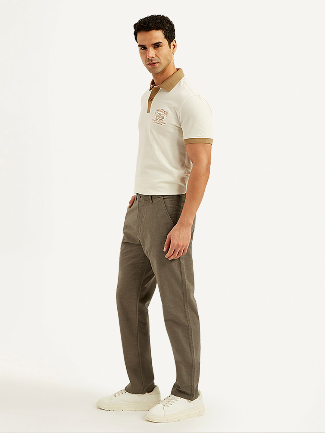 Men's Brown Authentic Straight Fit Linen Chinos - 20 View