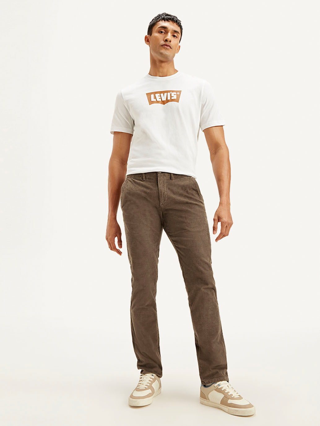 Men's Brown Slim Fit Chinos - Styleshot View