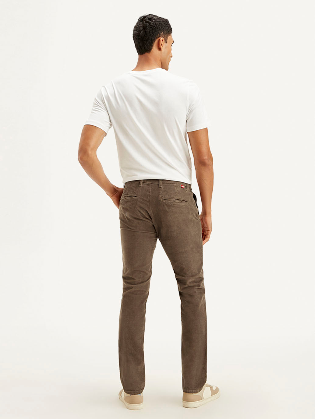 Men's Brown Slim Fit Chinos - Back View