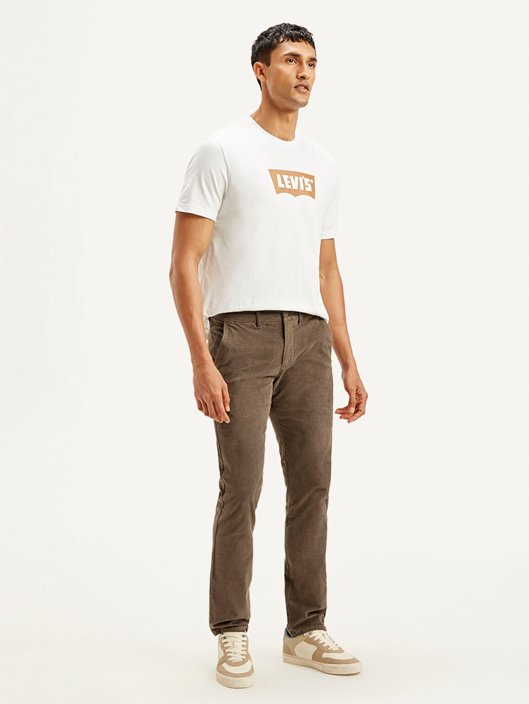 Men's Brown Slim Fit Chinos - Side View