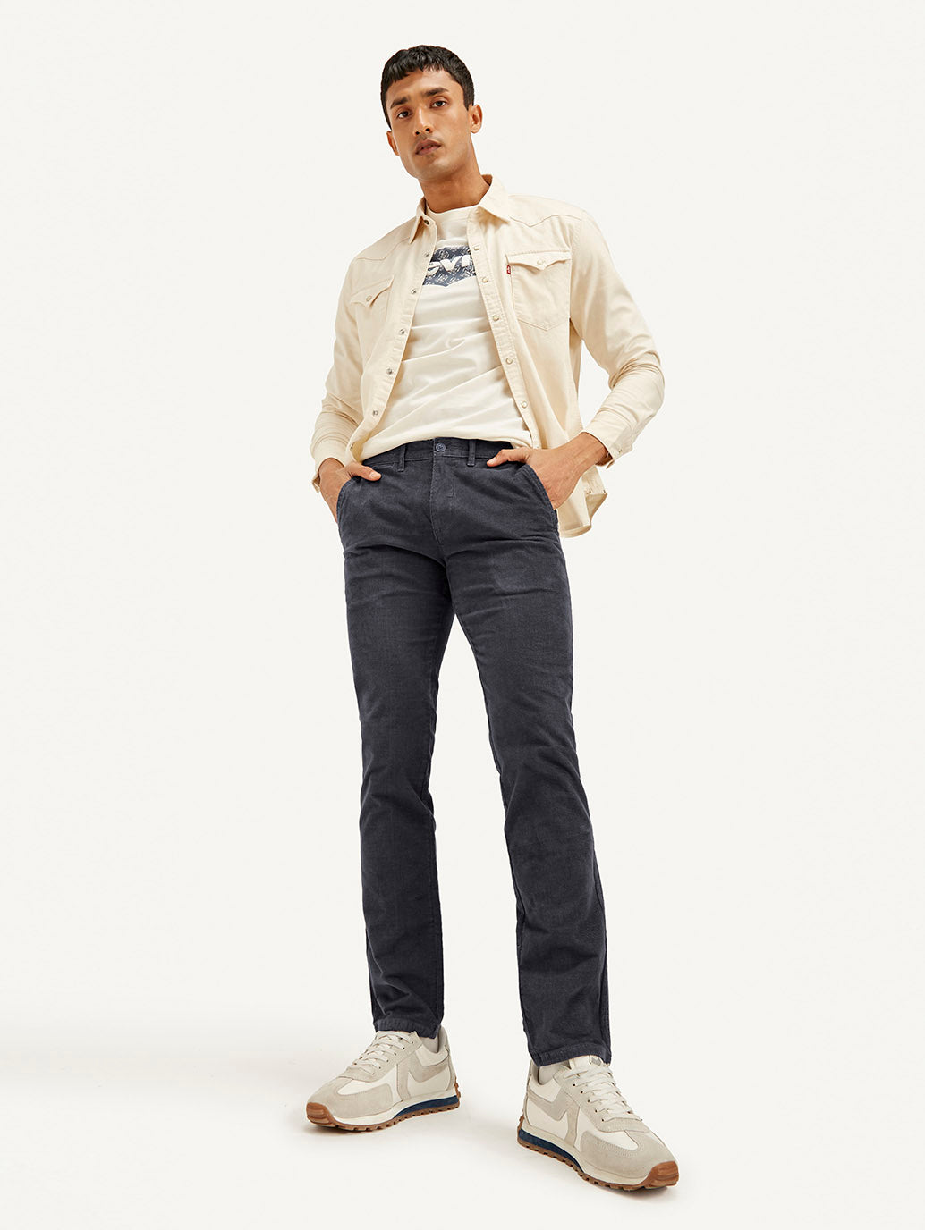 Men's Charcoal Grey Slim Fit Chinos - Elevated View