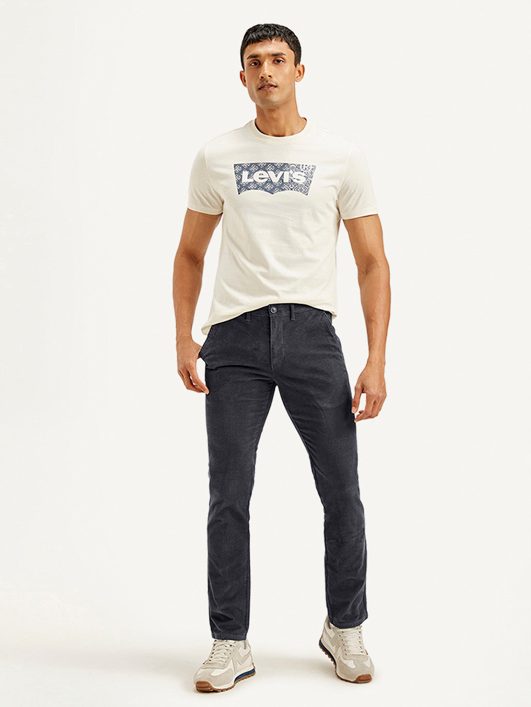 Men's Charcoal Grey Slim Fit Chinos - Front View