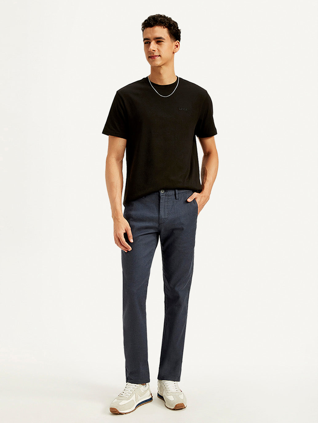 Men's Redloop Dark Blue Slim Fit Linen Trousers