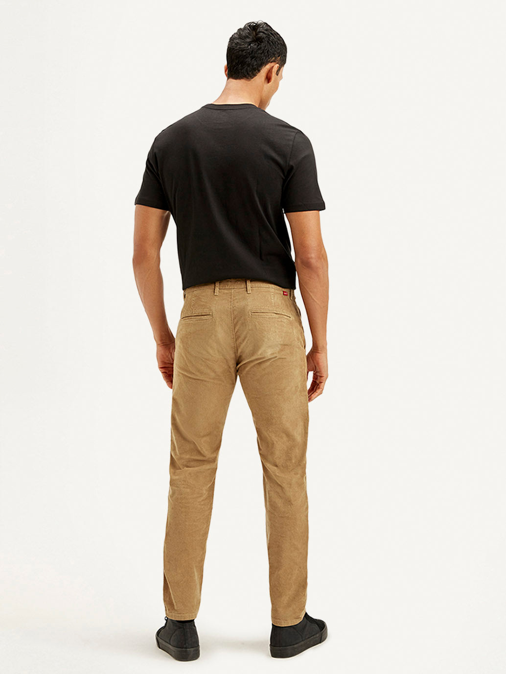Men's Light-Brown Slim Tapered Fit Chinos - Back View