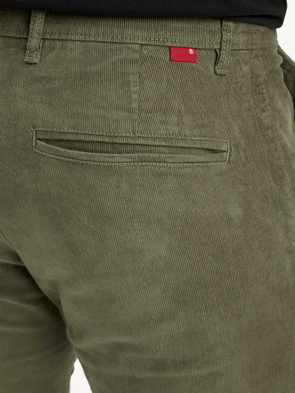 Men's Olive Slim Tapered Fit Chinos - Detail View