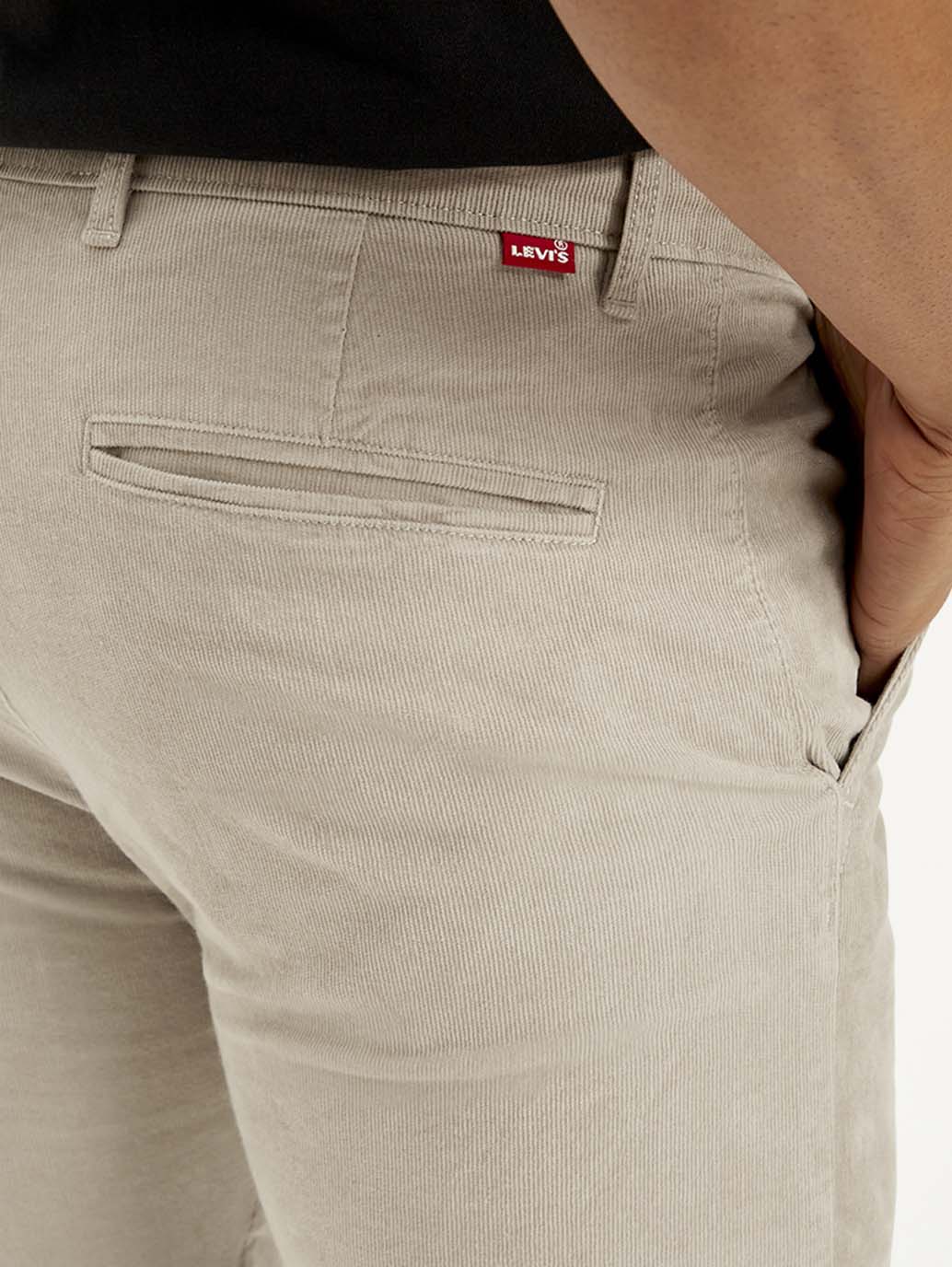 Men's Beige Slim Tapered Fit Chinos - Detail View