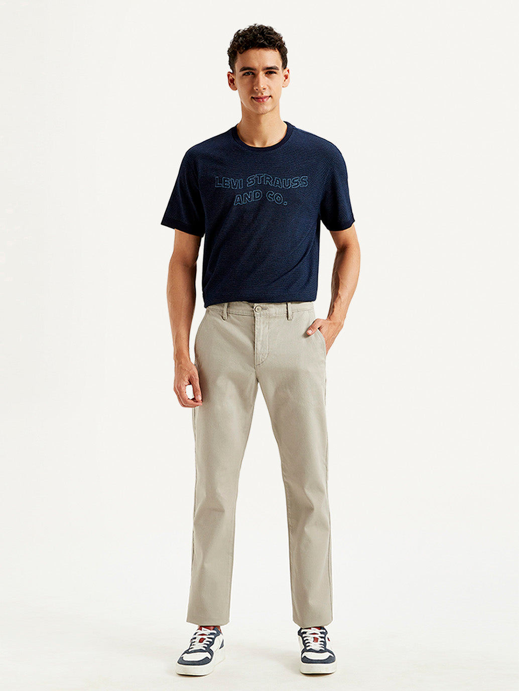 Men's Light Grey Slim Fit Chinos - Front View