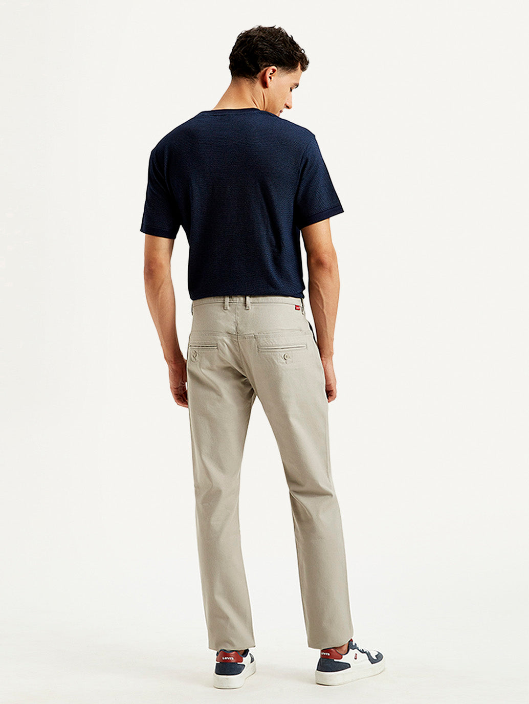 Men's Light Grey Slim Fit Chinos - Back View