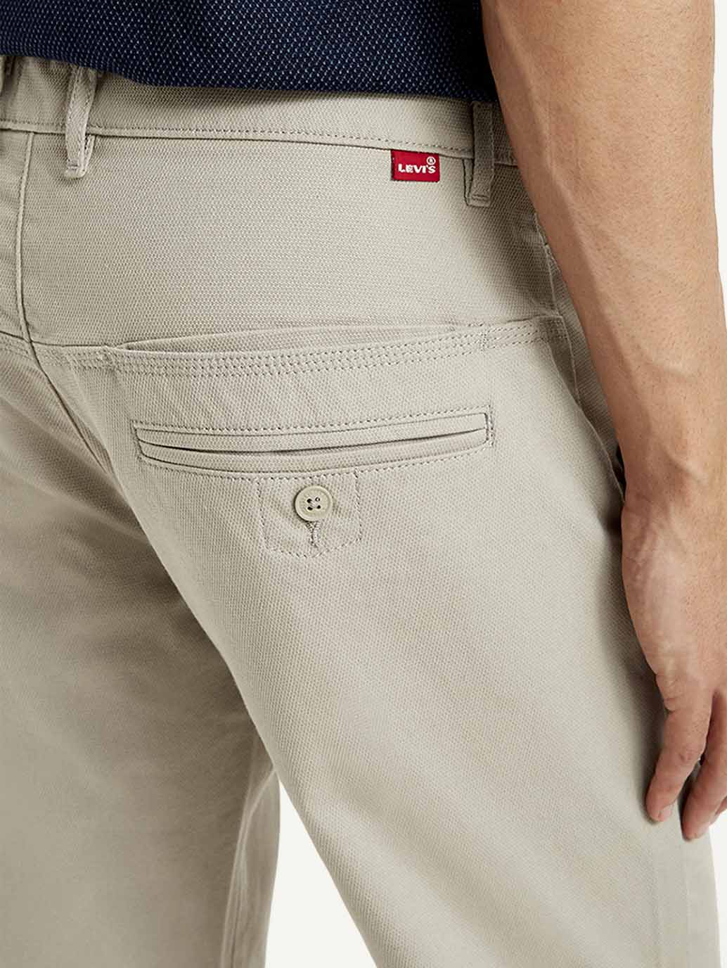 Men's Light Grey Slim Fit Chinos - Detail View