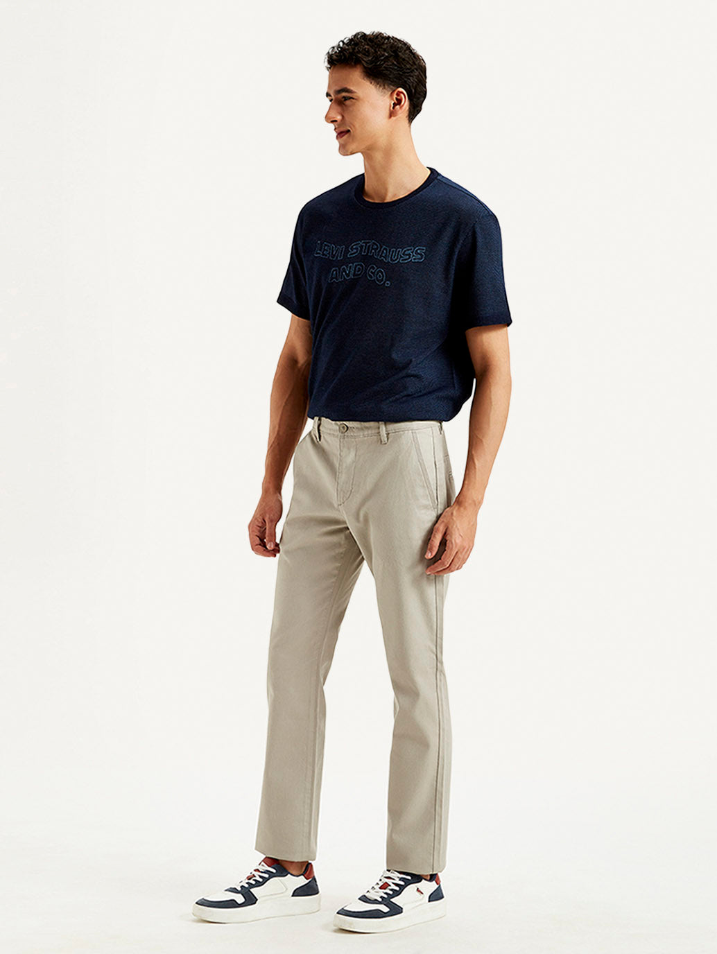 Men's Light Grey Slim Fit Chinos - Side View