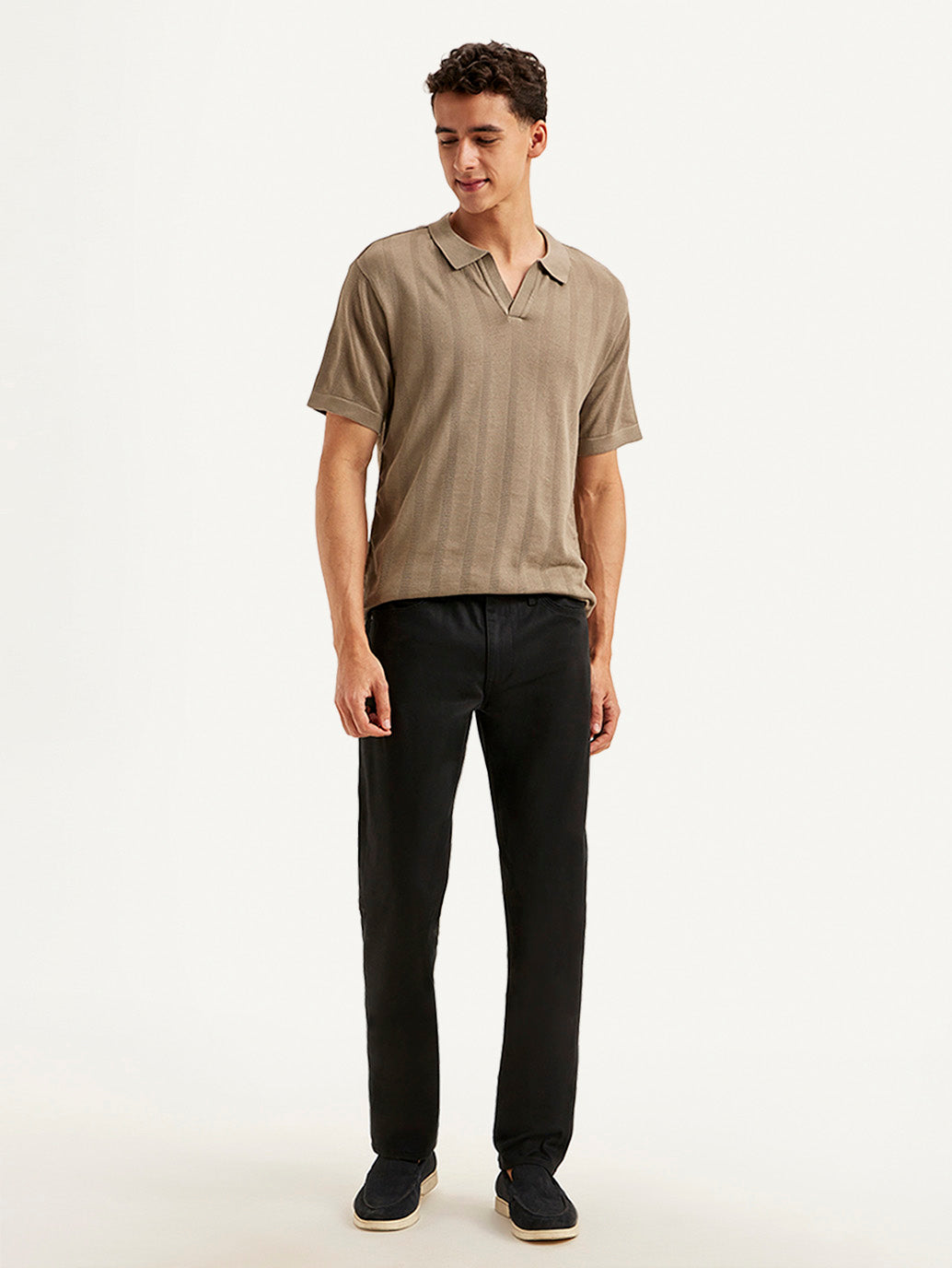 Men's Redloop Black Slim Fit Trousers - Front View