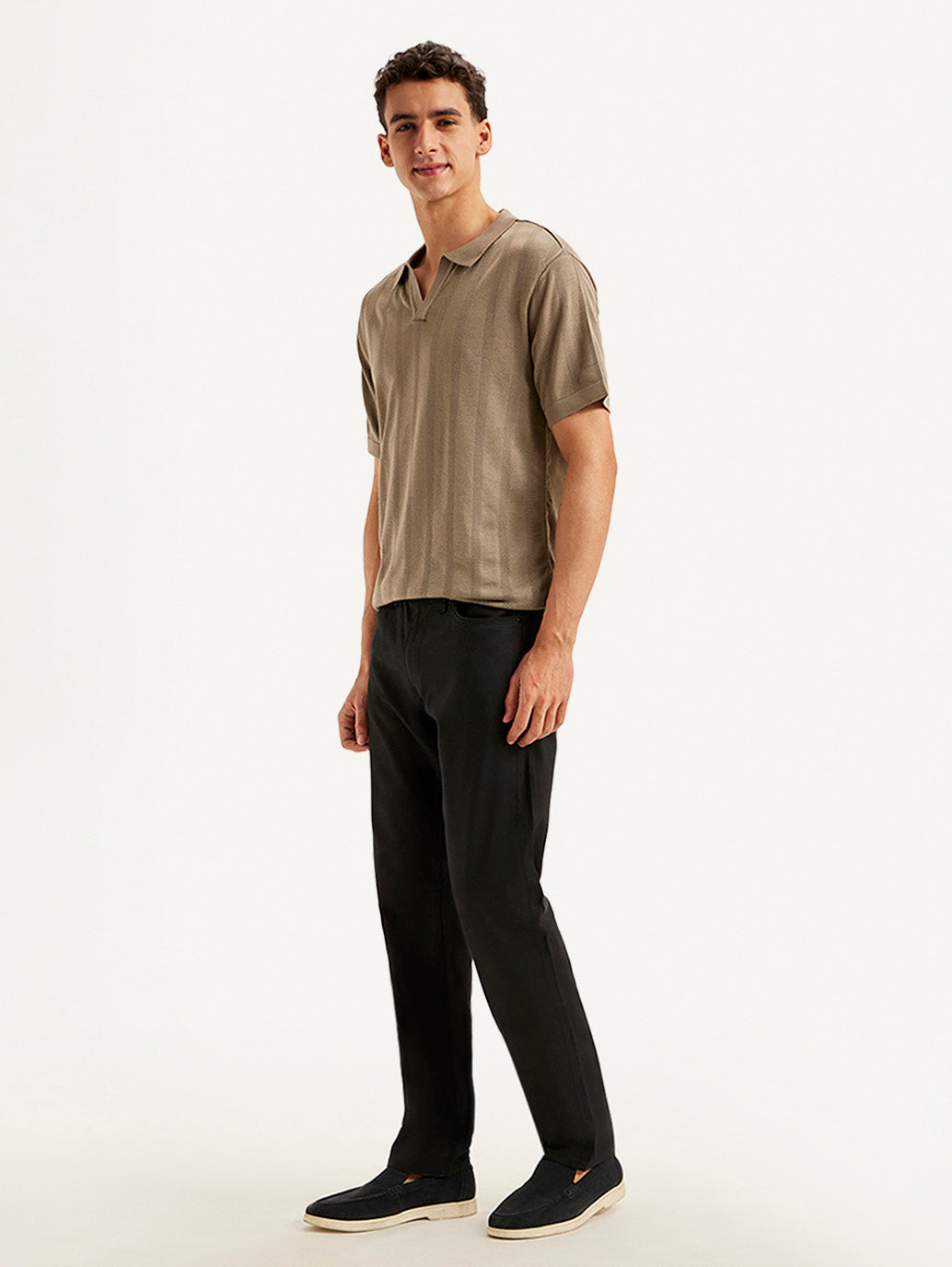 Men's Redloop Black Slim Fit Trousers - Side View