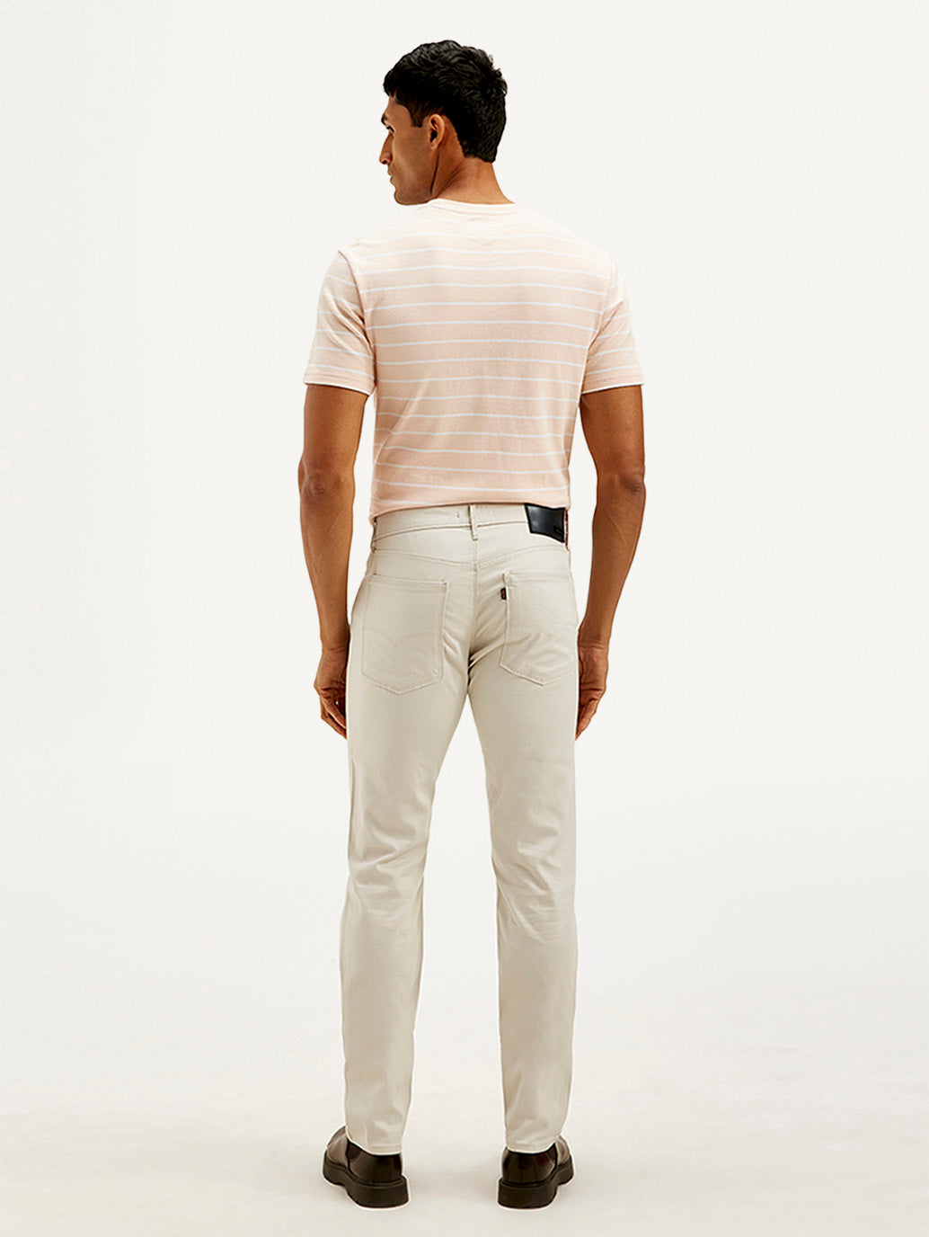 Men's Redloop Off White Slim Fit Trousers - Back View