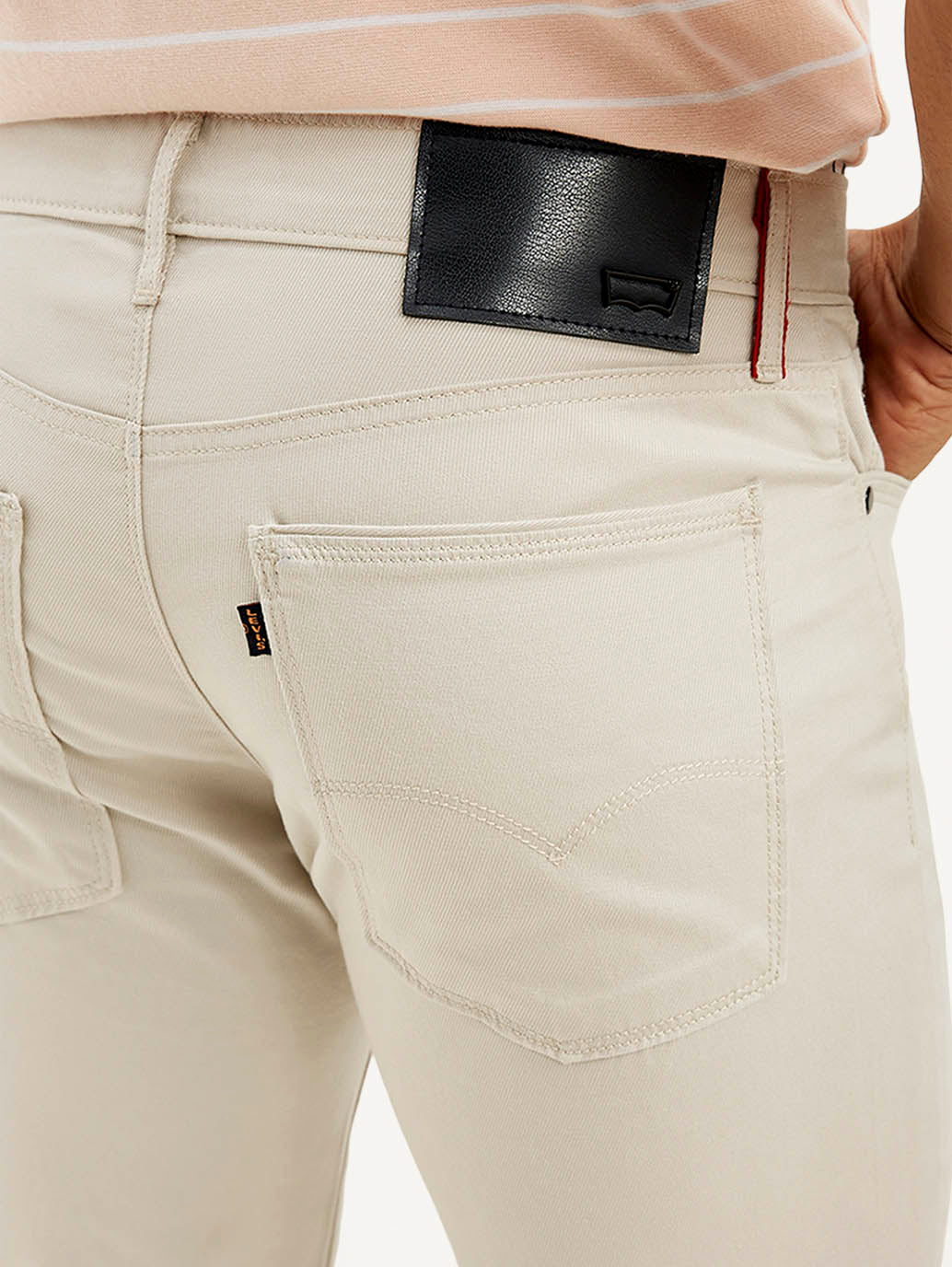 Men's Redloop Off White Slim Fit Trousers - Detail View