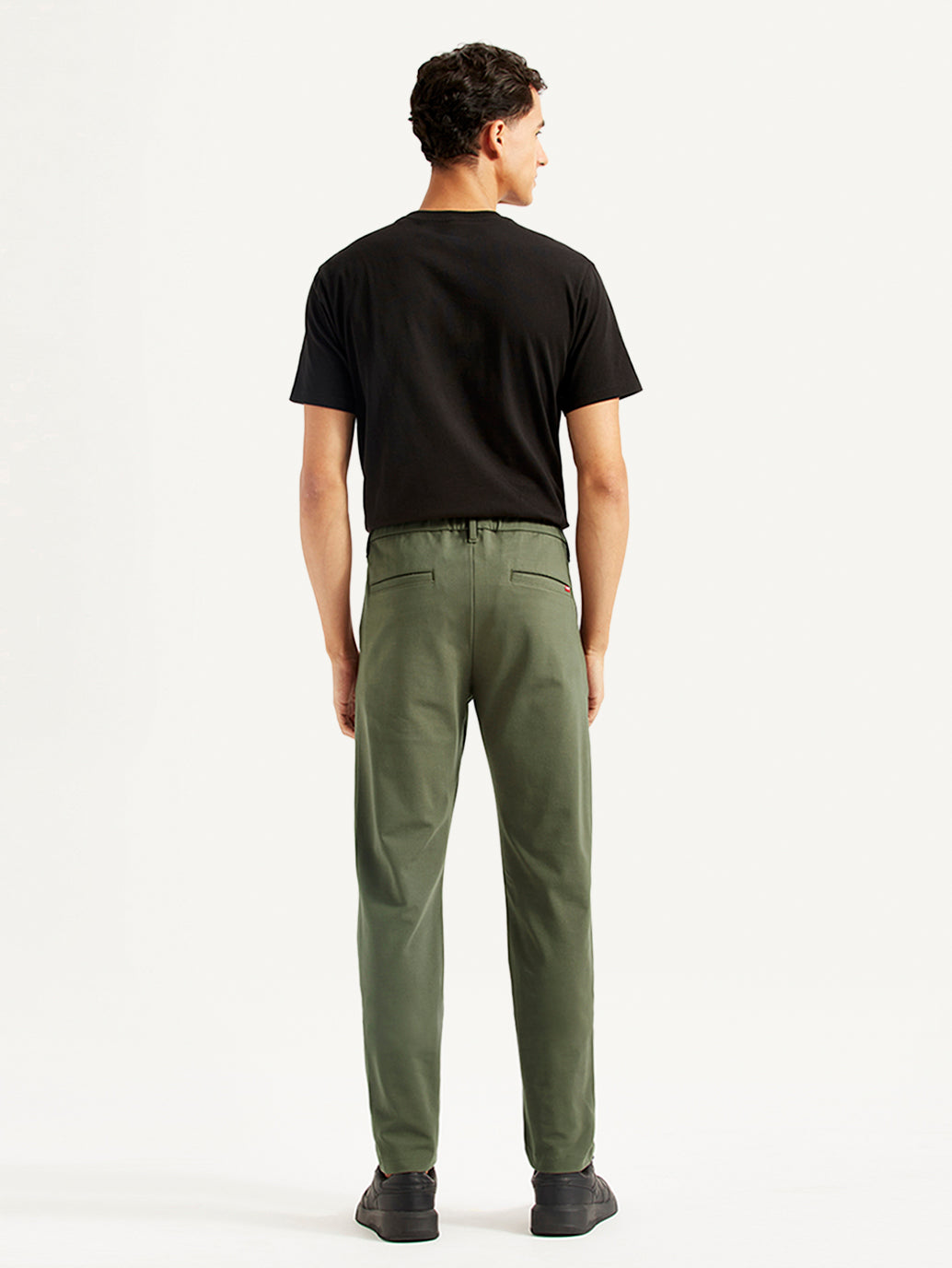 Men's Olive Slim Fit Tech Pant Chinos - Back View