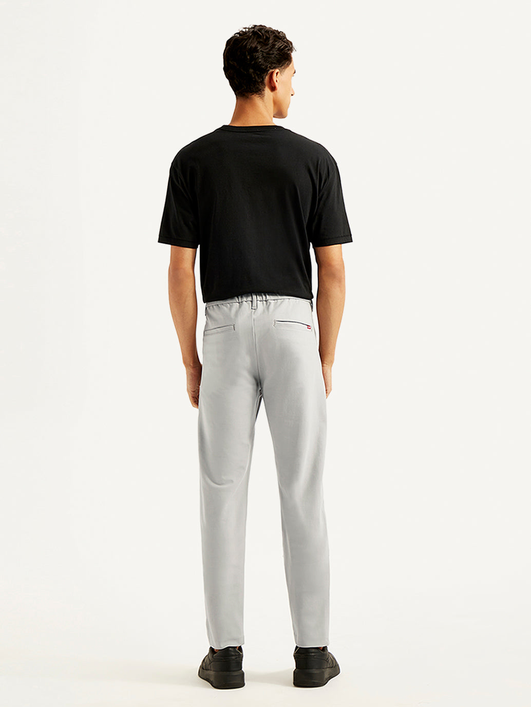 Men's Grey Slim Fit Tech Pants Chinos - Back View