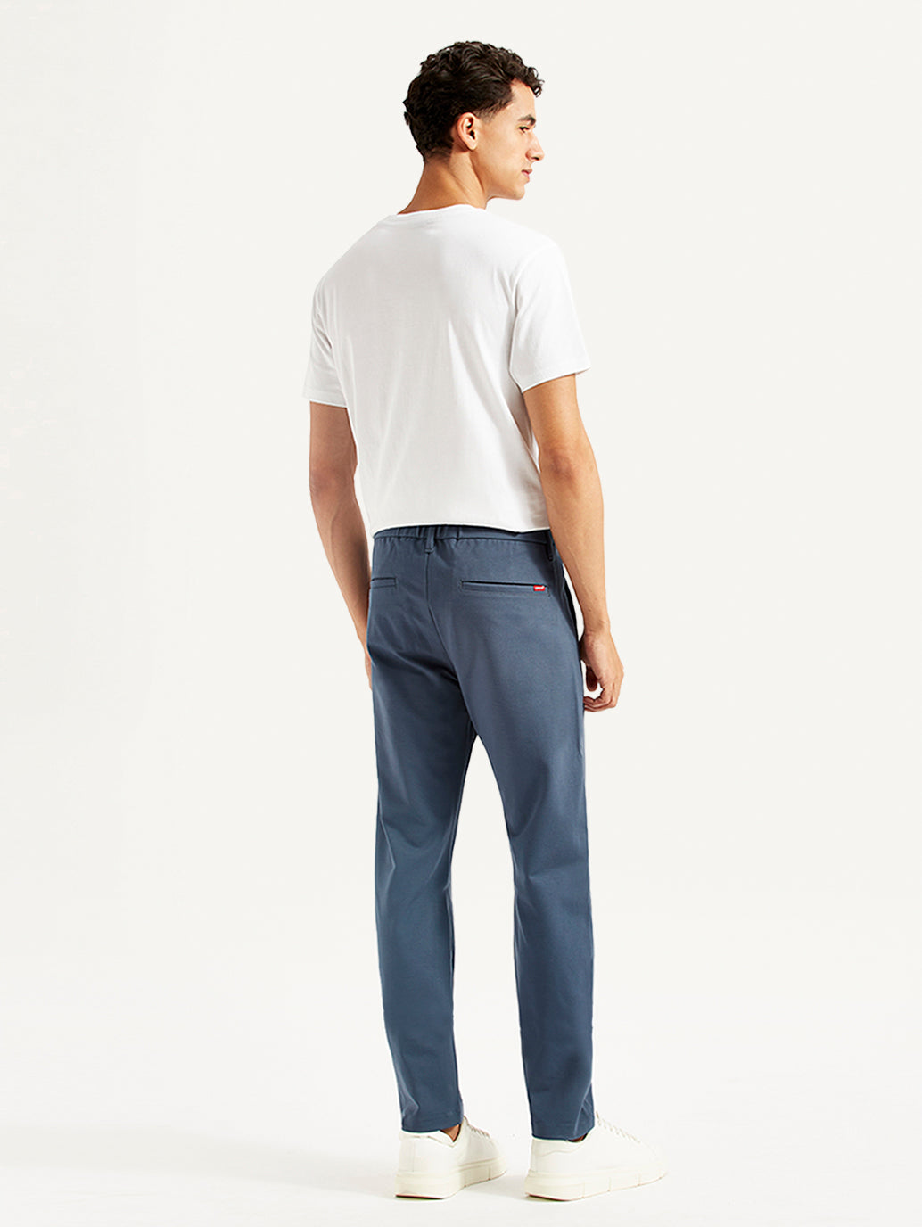 Men's Blue Slim Fit Tech Pant Chinos - Back View
