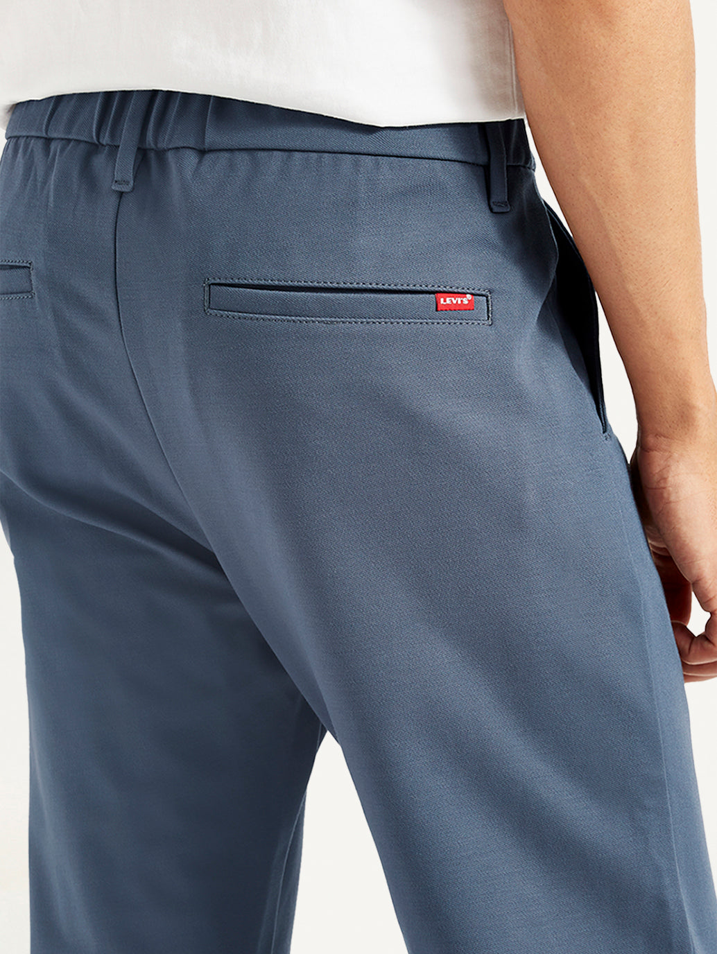 Men's Blue Slim Fit Tech Pant Chinos - Detail View