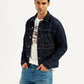 Men's Solid Navy Spread Collar Denim Jacket - Styleshot View