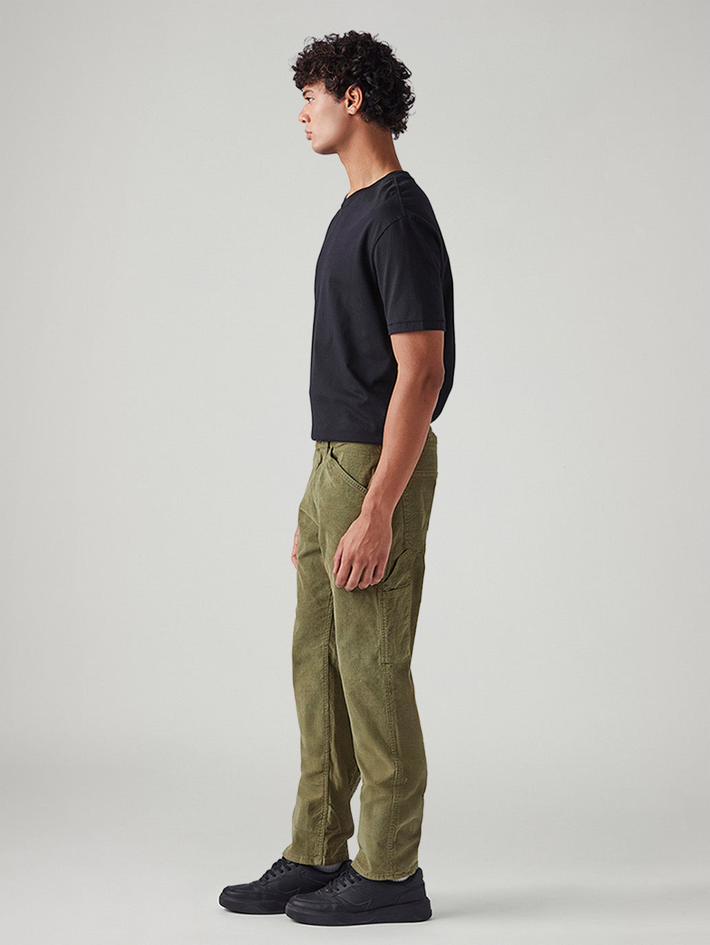 Men's 505 Olive Straight Fit Mid Rise Corduroy Cargos - Side View