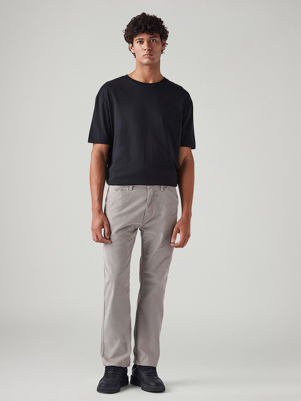 Men's 505 Grey Straight Fit Mid Rise Corduroy Cargos - Front View