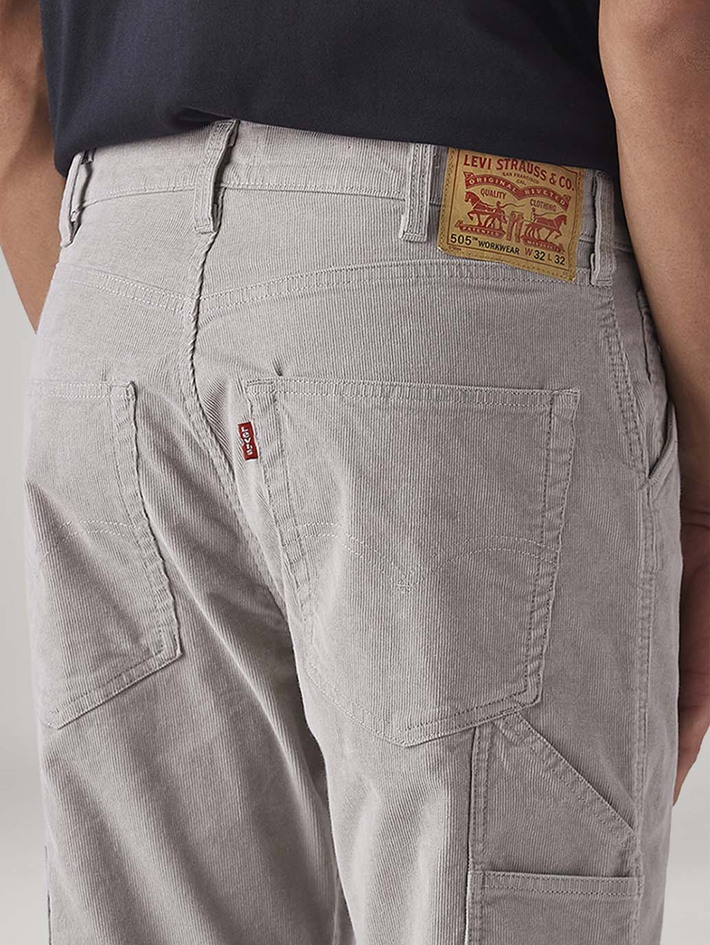Men's 505 Grey Straight Fit Mid Rise Corduroy Cargos - 20 View