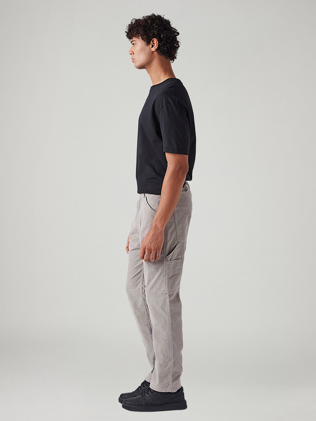 Men's 505 Grey Straight Fit Mid Rise Corduroy Cargos - Side View