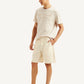 Men's Cream Tapered Shorts - Side View