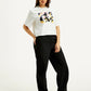 Women's Mid Rise Black Loose Fit Cargo Trousers - Front View