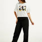 Women's Mid Rise Black Loose Fit Cargo Trousers - Side View