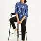 Women's Printed Blue Round Neck Top - Styleshot View