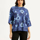 Women's Printed Blue Round Neck Top - Front View