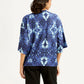 Women's Printed Blue Round Neck Top - back View