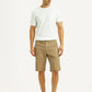 Men's Beige Tapered Fit Mid Rise Shorts - Front View