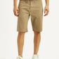 Men's Beige Tapered Fit Mid Rise Shorts - Front View