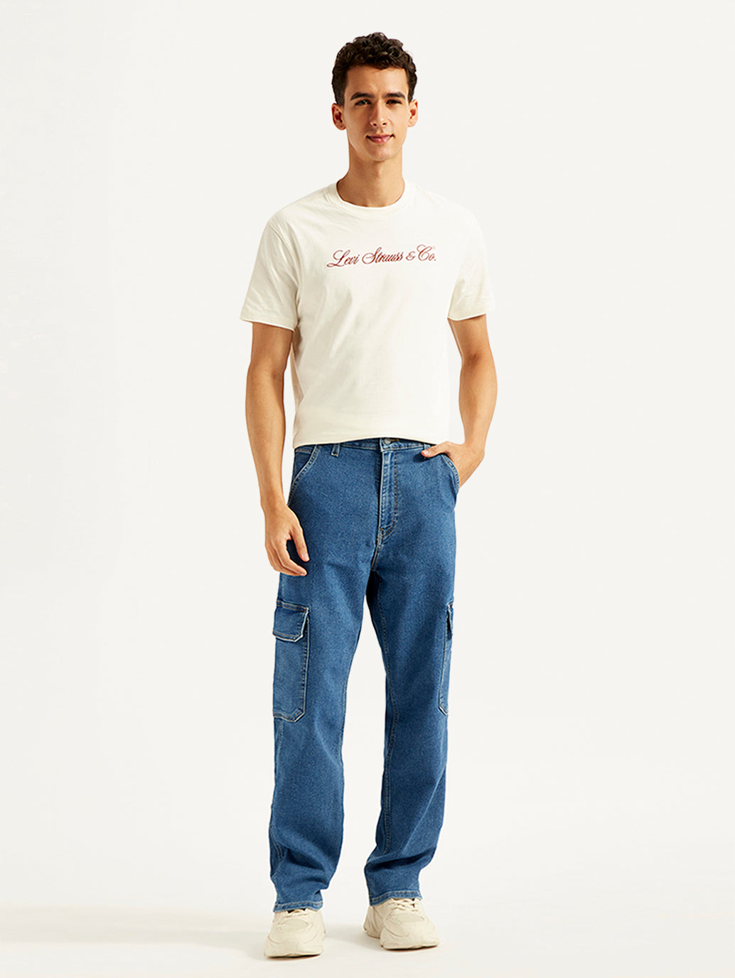Men's 568 Blue Loose Fit Mid Rise Jeans - Front View