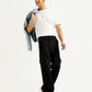 Men's 568 Black Loose Straight Cargo Trousers - Elevated View