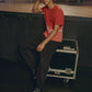 Men's 568 Black Loose Straight Cargo Trousers - moodshot View
