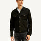 Men's Redloop Solid Black Spread Collar Jacket - Front View