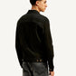Men's Redloop Solid Black Spread Collar Jacket - Back View