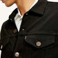 Men's Redloop Solid Black Spread Collar Jacket - Detail View