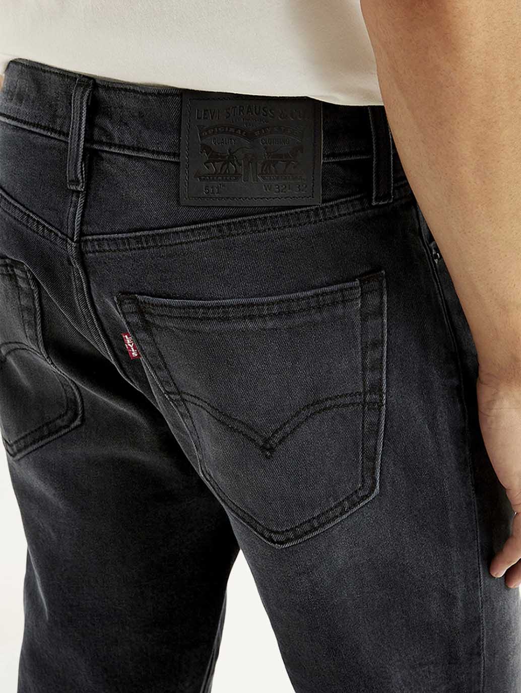 Men's 511 Black Slim Fit Mid Rise Jeans - Detail View
