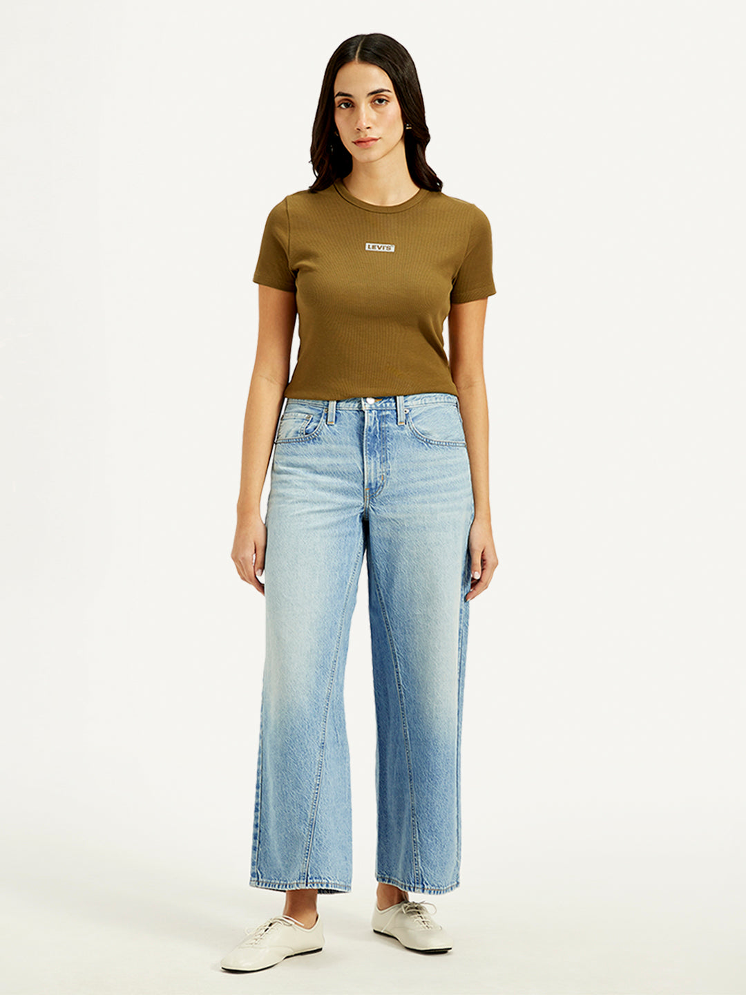 Women's Blue XL Straight Fit Mid Rise Jeans - Front View