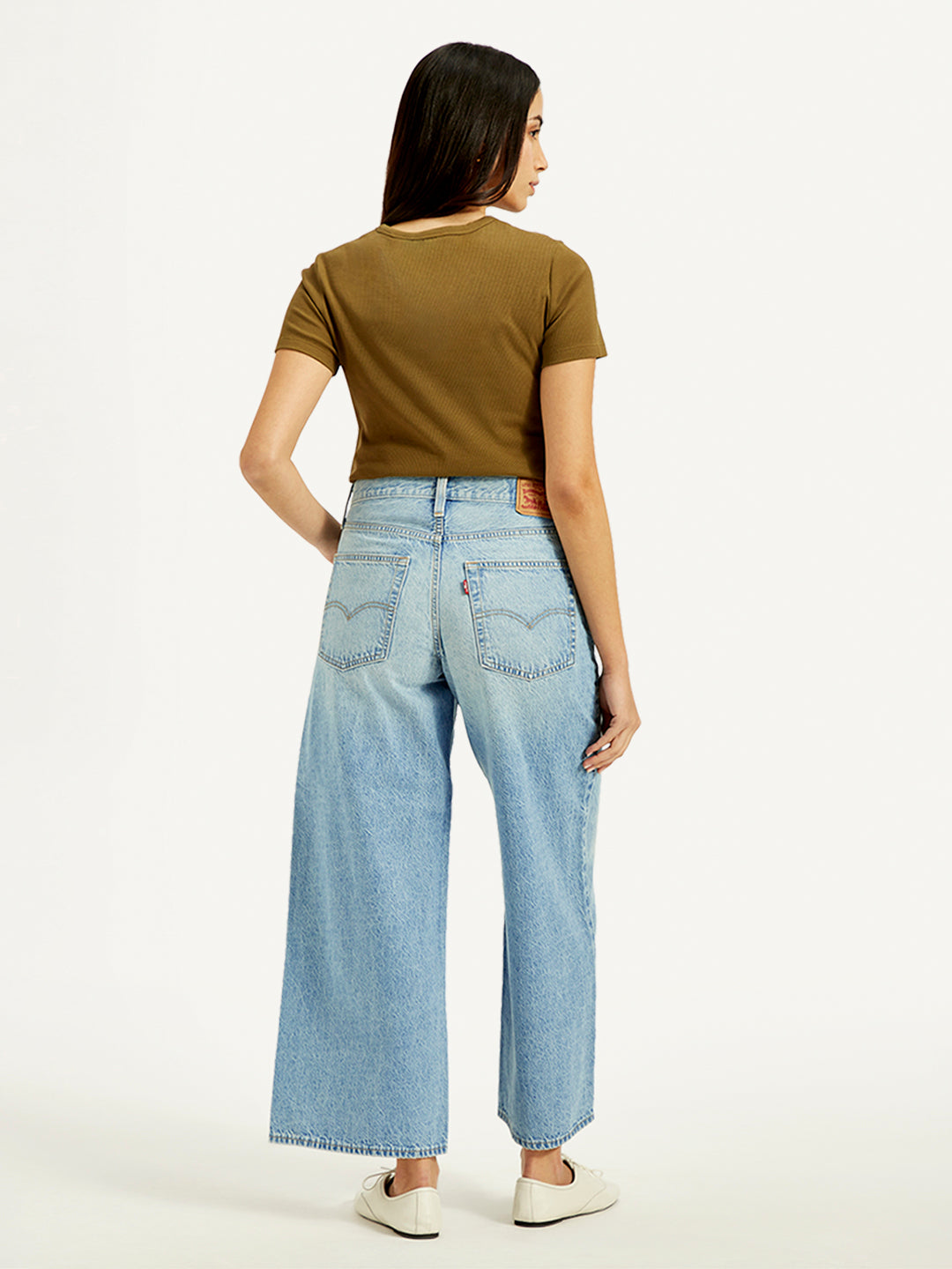 Women's Blue XL Straight Fit Mid Rise Jeans - Back View