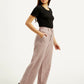 Women's High Rise Purple Loose Fit Trousers - Side View