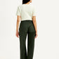 Women's High Rise Olive Straight Fit Trousers - Back View