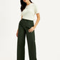 Women's High Rise Olive Straight Fit Trousers - Styleshot View