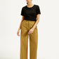 Women's Mid Rise Mustard Straight Fit Trousers - Front View